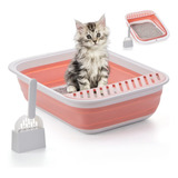 Caja De Arena Plegable Para Gatos Con Cuchara De Arena Para