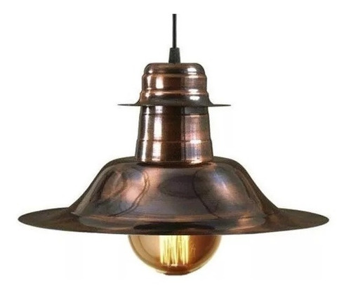 Lampara Colgante Cobreada Vintage Sombrero Apta Led