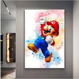 Cuadro Decorativo Super Mario Efecto Acuarela Canvas 50x75cm