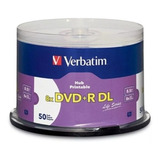 Dvd+r Dl Doble Capa Verbatim Imprimible 8.5 Gb 8x Con 50 Pz.