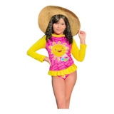 Roupa Praia Bebe Infantil Menina Proteção Uv50+ Personagen