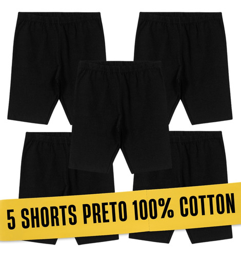Lote 5 Shorts Infantil Tamanho 2 Ao 16 Feminino Cotton