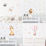 Vinilo Decorativo Infantil Acuarela Animales Unicornios Leon