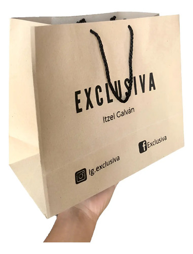 Bolsa Kraft Asa Delgada Con Impresión 50 Pz 14x30x25 Envío