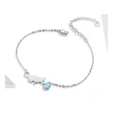 Pulsera Brazalete Gato Azul Plata 925 By Amour