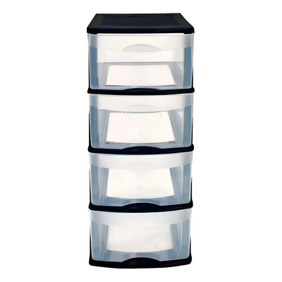 Caja Plástico Organizador Cajonera 4 Cajones 83*39*35 Color Negro Liso | Envío gratis