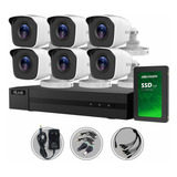 Kit Seguridad Hikvision Dvr 8ch + 6 Camaras 2mp +disco