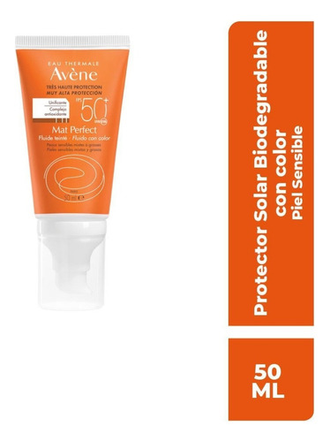 Protector Solar Avène Mat Perfect Fluido Con Color Fps 50 En Crema De 50 Ml