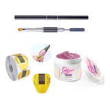 Kit Unhas De Gel Com Pincel 2 Em 1 + Moldes + Gel Uv Pro