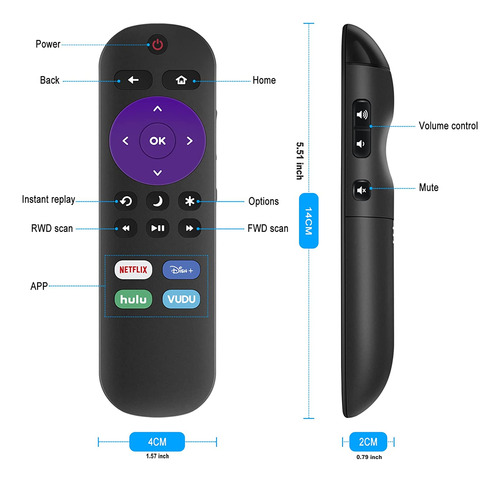 Reemplace El Ajuste De Control Remoto Ir Para Onn Roku Tv, 4