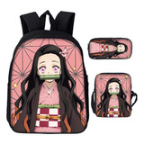 Mochila De 3 Piezas Demon Slayer Kamado Nezuko Bolsa De Almu