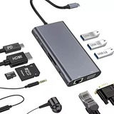 Adaptador Multi-puerto Usb Tipoc Dock Hub A Hdmi Lan 10 En 1