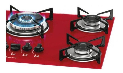 Fogão Cooktop Fischer 5q Tc Mesa Vidro Rouge