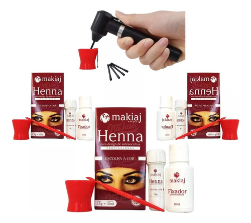Kit 3 Henna Sobrancelha Makiaj Efeito Natural/mixer 