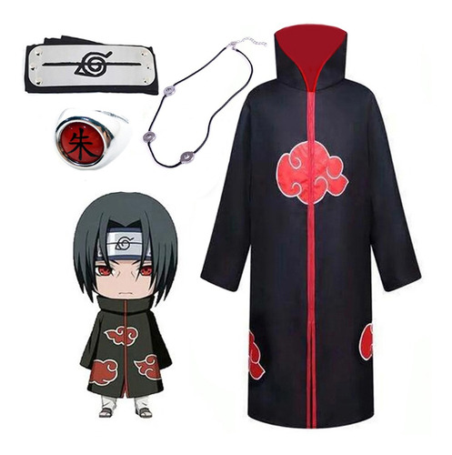 Naruto Itachi Capa Nube Roja+diadema+anillo+collar