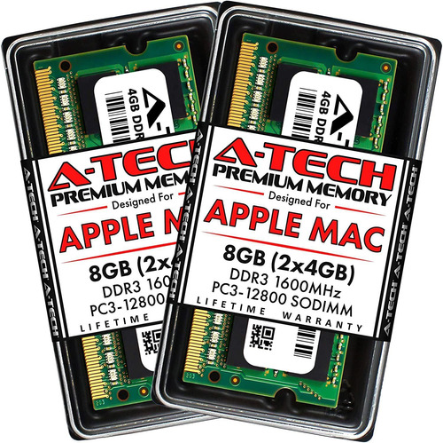 Memorias Ram A-tech, 8gb (2x4gb), Ddr3, 1600mhz, P/ Apple