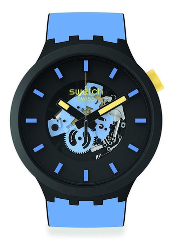 Reloj Swatch Big Bold Sb03b108 Analógico De Caucho Celeste