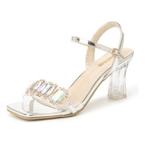 Sandalias De Tacón Alto De Cristal De 7 Cm Para Mujer Moda