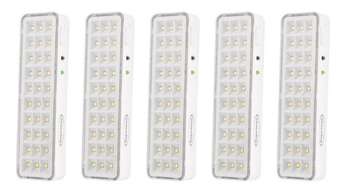 Kit 5 Lâmpadas Luminária Emergência 30 Led Bivolt Segurimax