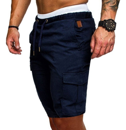 Bermuda Short Cargo Hombre Grande Casual Varios Bolsillos