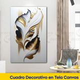 Cuadro Flores Abstracto Dorado Negro Sala Canvas 60x40 S9