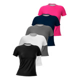 Kit 5 Camiseta Feminina Dry Fit Básica Baby Look Treino