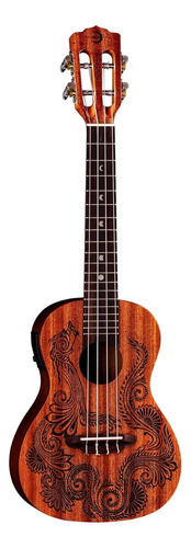 Luna, 4 Cuerdas Henna Dragon Mahogany Concierto Ukelele Con 