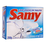 Detergente Em Tabletes Para Máquina De Lavar Samy 250g Com 12 Unidades