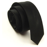 Corbata Negra Solido Slim Satinada Hombre Y Mujer / Impoluz