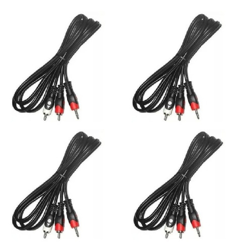  4 Cables Audio 3mts De 2 Rca Macho A 1 Miniplug  Fervanero