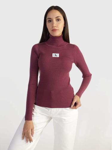 Suéter Morado De Cuello Alto Para Mujer Calvin Klein