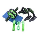 Kit Ejercicio Cuerda,mancuernas,tapete,rodillo Abdominal Gym