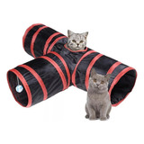 Túnel Pet Gato Formato T Dobrável Nylon 3 Saídas Vermelho