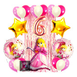 Combo Globos De Cumpleaños Princesa Peach Kit Completo N°1