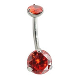 Piercing Umbigo De Titânio Cravejado De Zircônias Vermelho