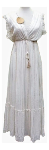 Vestido Blanco Largo Bohemio Chic Hippie, Hindu, Boda Unico