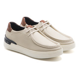 Sapato Casual Jota Pe 3d Wallabee Em Couro Off White