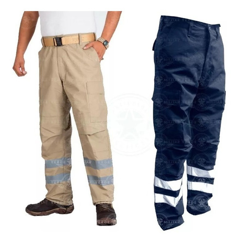 Pantalon Tactico Con Reflejante Paramedico Ciclista Motociclista Bolsas De Cargo Tela Antirrasgadura Uniforme Comando   