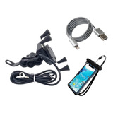 Kit Suporte Celular Motocicleta Com Carregador Universal Usb