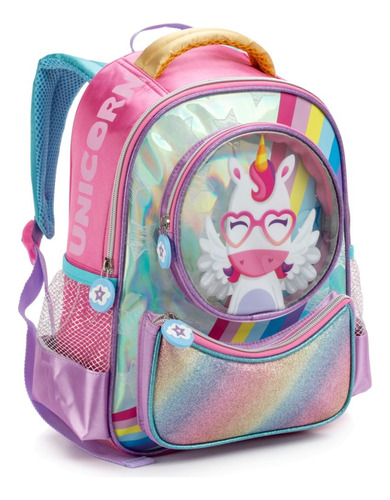 Mochila Escolar Denlex Infantil Dl1428 Cor Rosa-chiclete