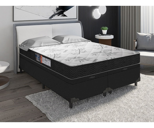 Cama Box Baú Bipartido Casal + Colchão Portobel Kairo D33