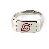 Anillo Naruto Logo Aldea De La Hoja Anime Ajustable De Acero