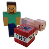 Figuras De Minecraft - Steve, Tnt And Cerdo