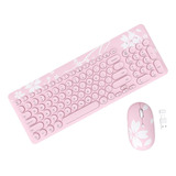 Bonito Combo De Teclado Inalámbrico Rosa Sakura, Teclas De E