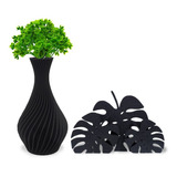 Decoração Sala Vaso Com Planta Artificial + Enfeite Folhas