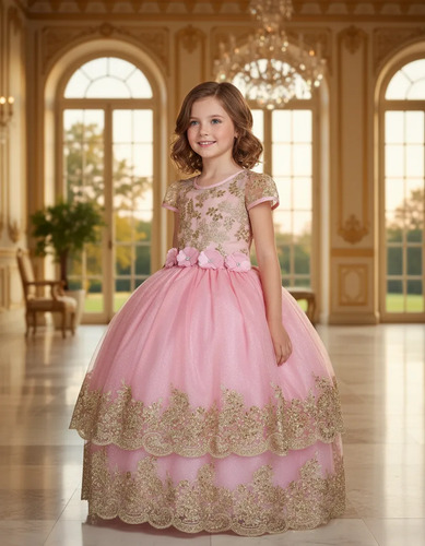 Vestido De Fiesta Mia Desmontable Niña Elegante Midi