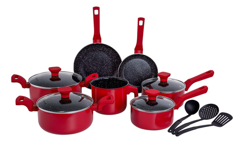 Conjunto Panelas Indução Cerâmico Pratic Cook Red 10 Pç Mimo