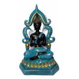 Buda Negro Con Azul Figura Meditando