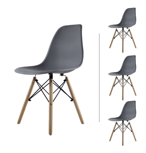 Set De 4 Sillas Eames Para Comedor Color De La Estructura De La Silla Gris