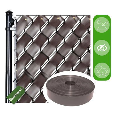 Cinta Plastica Rompe Vientos Malla Ciclonica Privacidad 10m2 Color Cafe 6.3 Cm